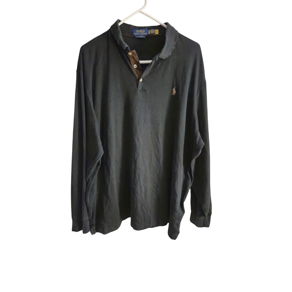 Polo Ralph Lauren Polo Shirt Mens XXL Black Long Sleeve Classic Fit Designer